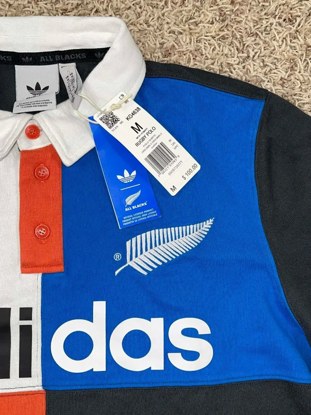 Adidas Originals & All Blacks Men’s Heritage Rugby Polo Shirt, Size Medium (New)